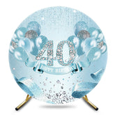 Aperturee - Aperturee Blue Diamonds Balloon Round 40th Birthday Backdrop